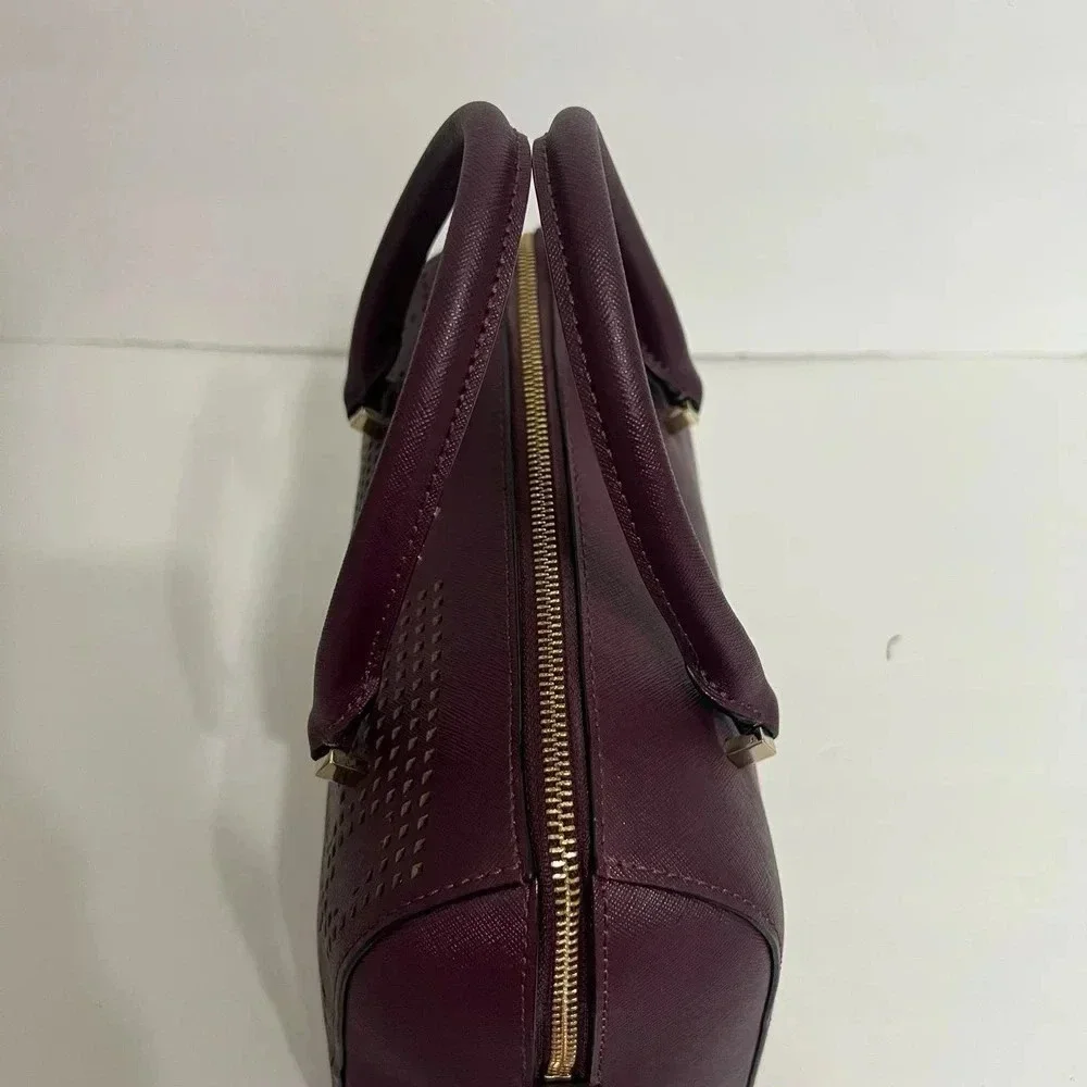 Kate Spade Perforated Cameron Street Burgandy Barrel Pocketbook & Billfold - Picture 9 of 16